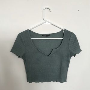 Teal ribbed crop top
